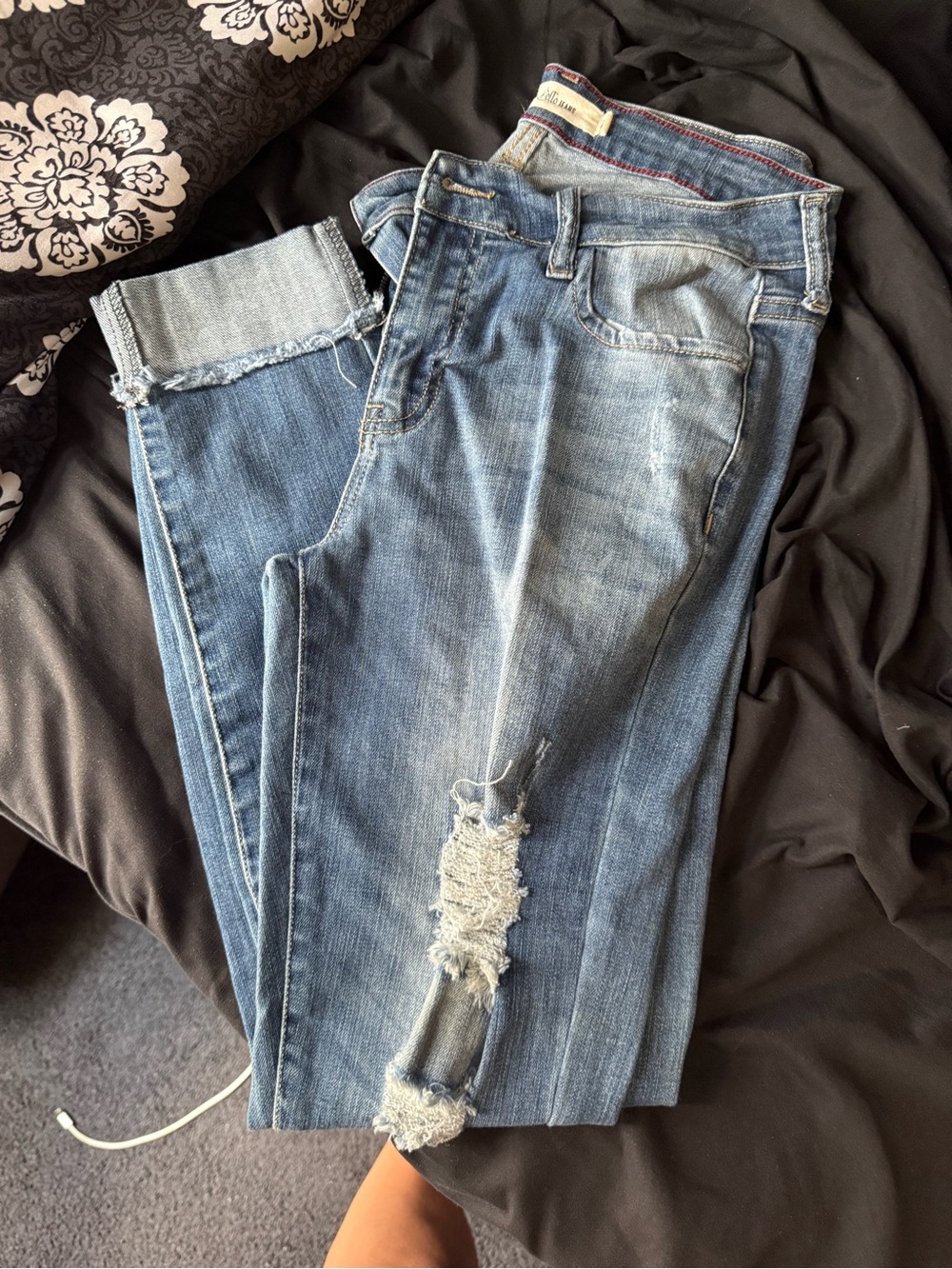 Womens Distressed Blue Jeans